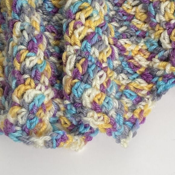 Hand Knit Bunny Lovey Multicolor Skirt Black Button Eyes Pink Nose Mouth - Picture 11 of 12